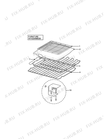 Взрыв-схема плиты (духовки) Zanussi ZCM8021CHN - Схема узла H10 Furniture